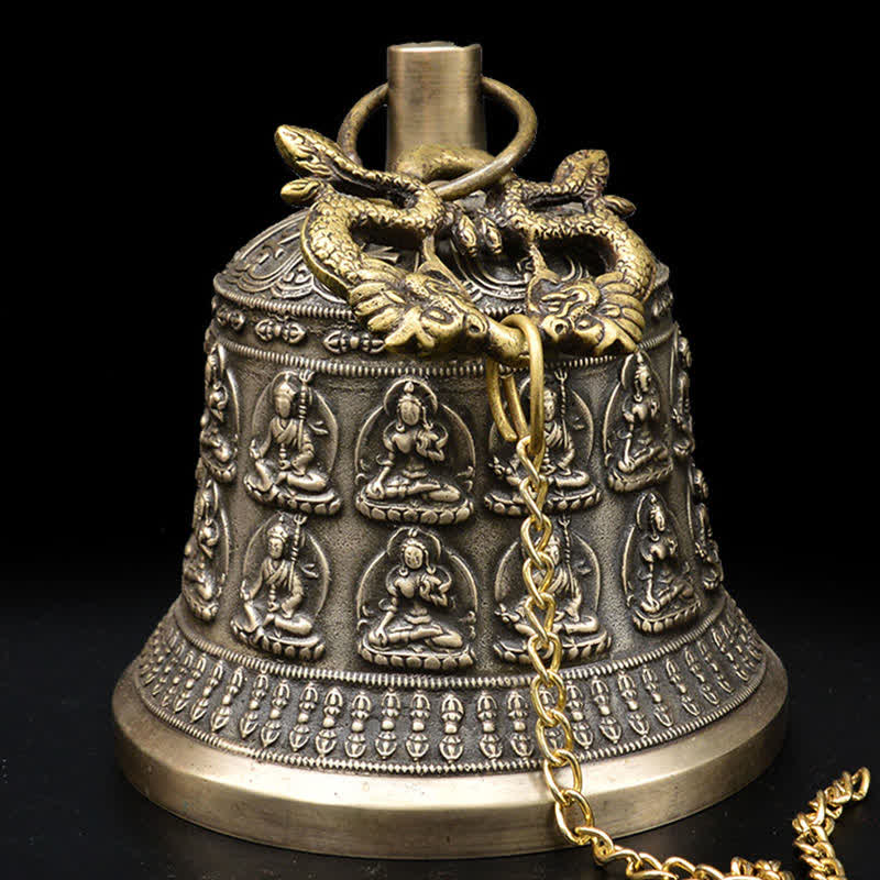 Copper Buddha Dragon Wind Chime Bell 15.5x20.5cm Zen Decor