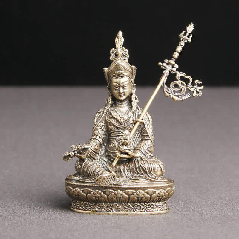Copper Buddha Statue Padmasambhava Serenity Figure 41x66mm