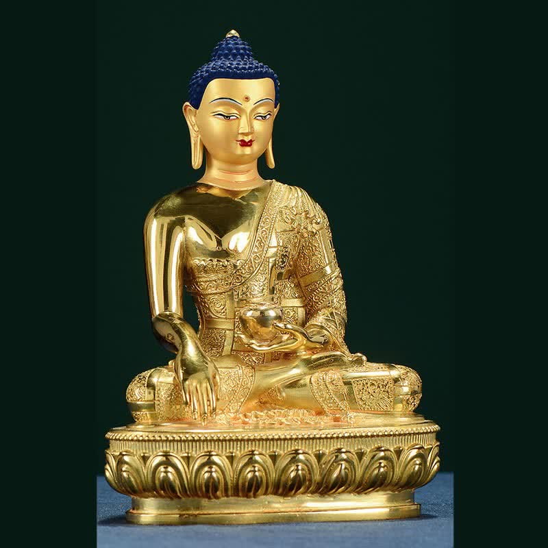 Copper Buddha Statue Shakyamuni Figurine 16.5cm Enlightenment