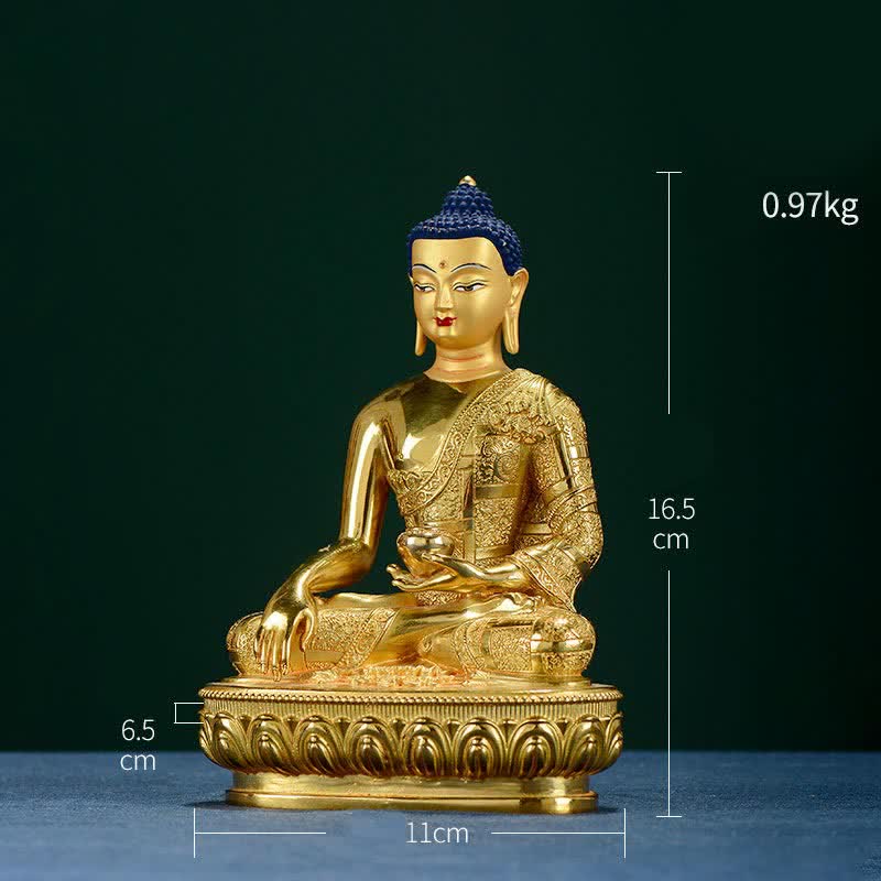 Copper Buddha Statue Shakyamuni Figurine 16.5cm Enlightenment