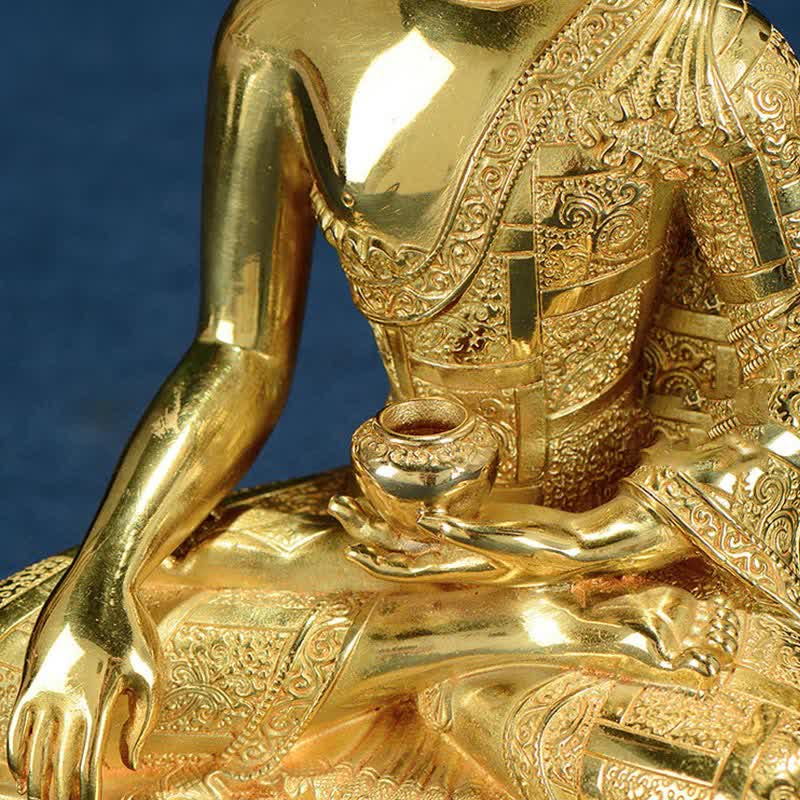 Copper Buddha Statue Shakyamuni Figurine 16.5cm Enlightenment