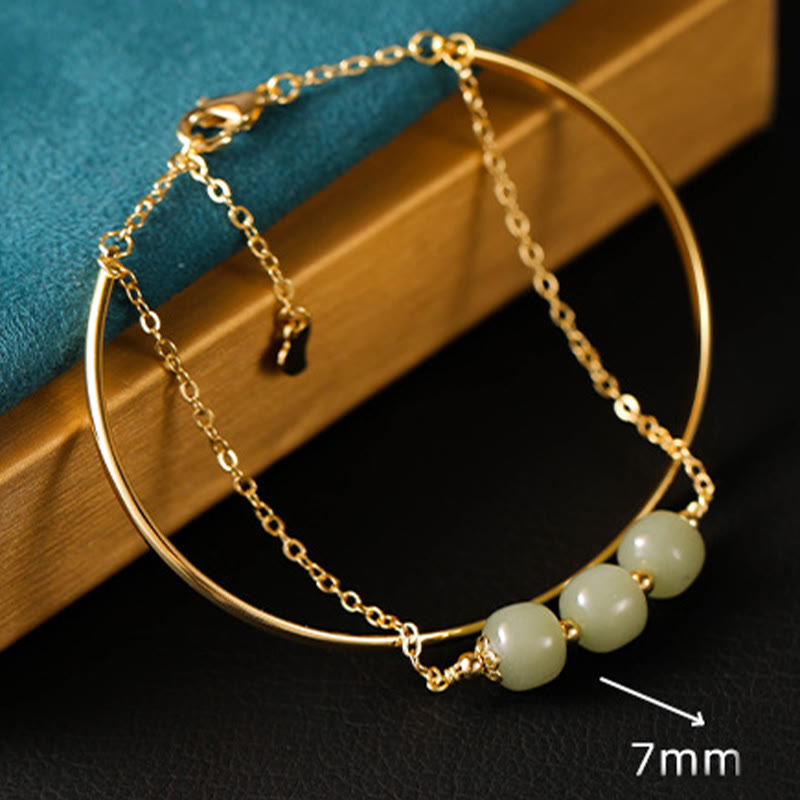 Copper Gold Hetian Jade Luck Double Layer Bracelet