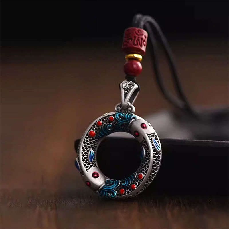 Copper Koi Fish Necklace Peace Buckle for Wealth & Luck