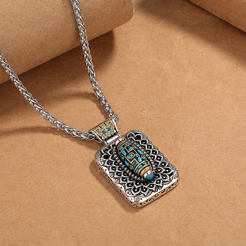Copper Nine-Eye Dzi Bead Rotatable Protection Necklace