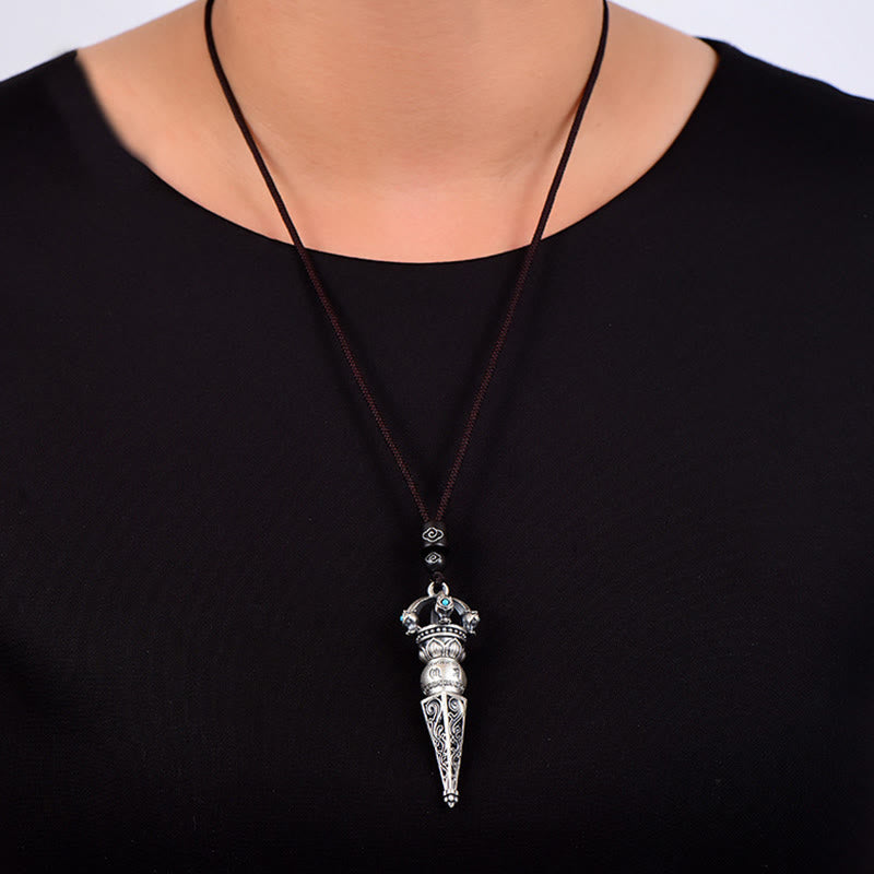 Copper Om Mani Padme Hum Necklace with Dorje Vajra Pendant