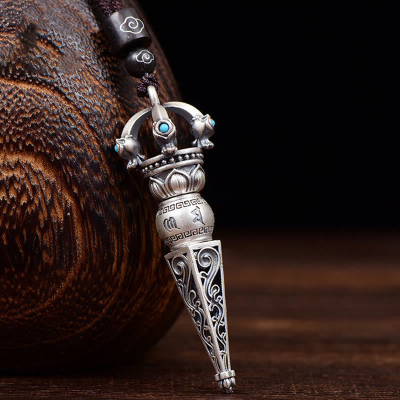 Copper Om Mani Padme Hum Necklace with Dorje Vajra Pendant