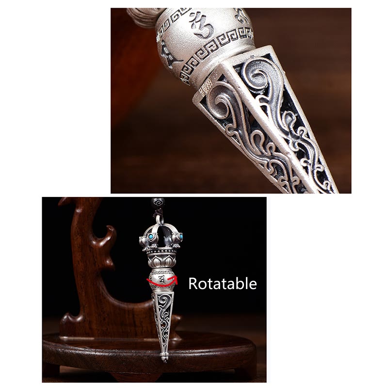 Copper Om Mani Padme Hum Necklace with Dorje Vajra Pendant