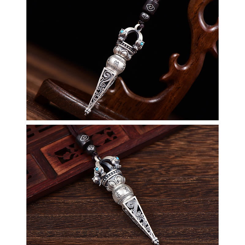 Copper Om Mani Padme Hum Necklace with Dorje Vajra Pendant