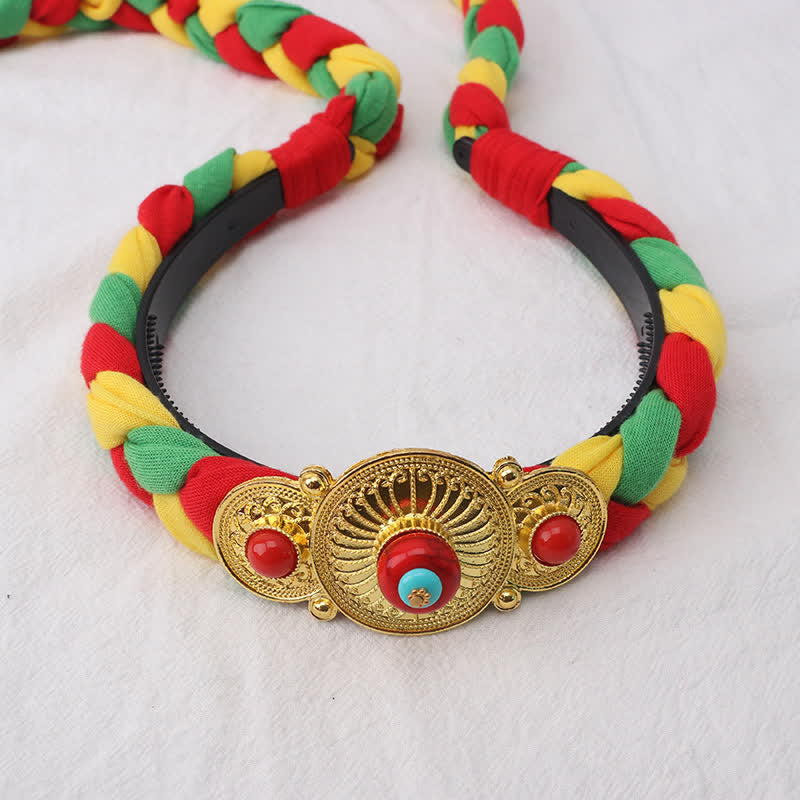 Copper Spiritual Hair Accessories with Colorful Tibetan Tassel Beads