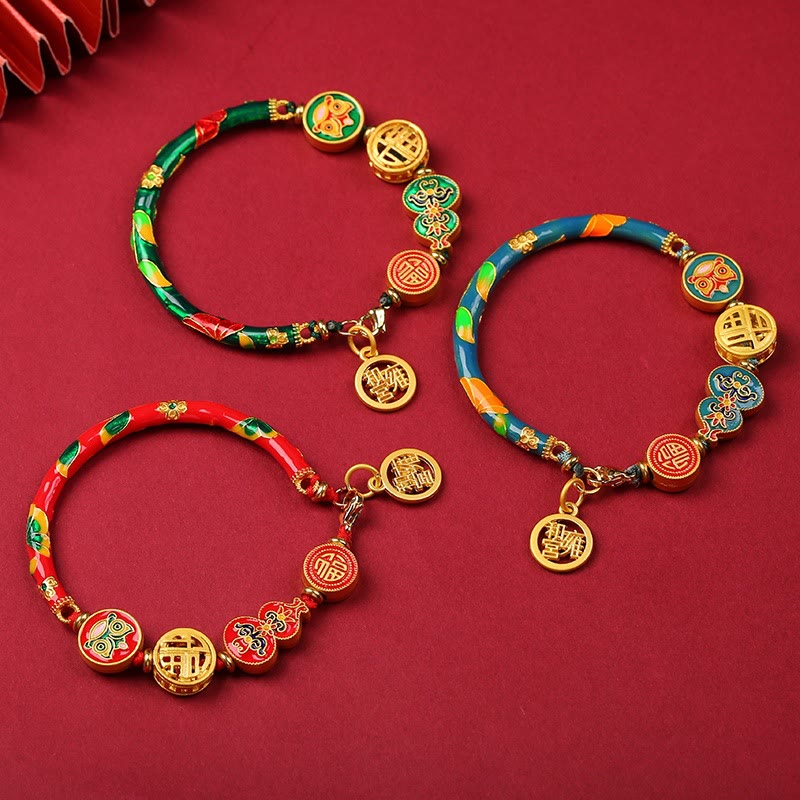 Copper Tibetan Gourd Fortune Happiness Lion Wealth Luck Bracelet