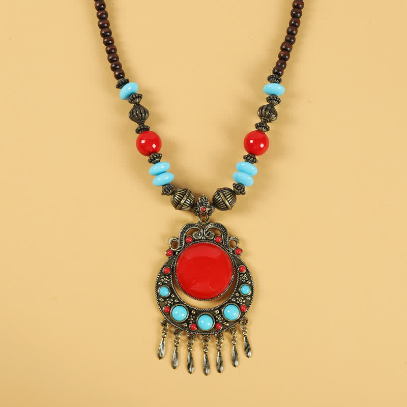 Copper Tibetan Spiritual Retro Beads Tassel Hair Accessories