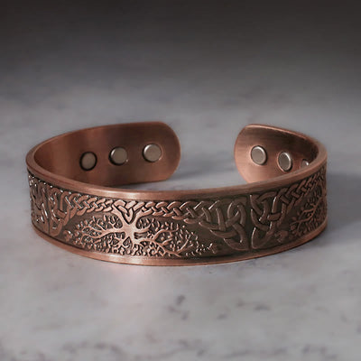 Copper Tree of Life Adjustable Cuff Bracelet for Balance