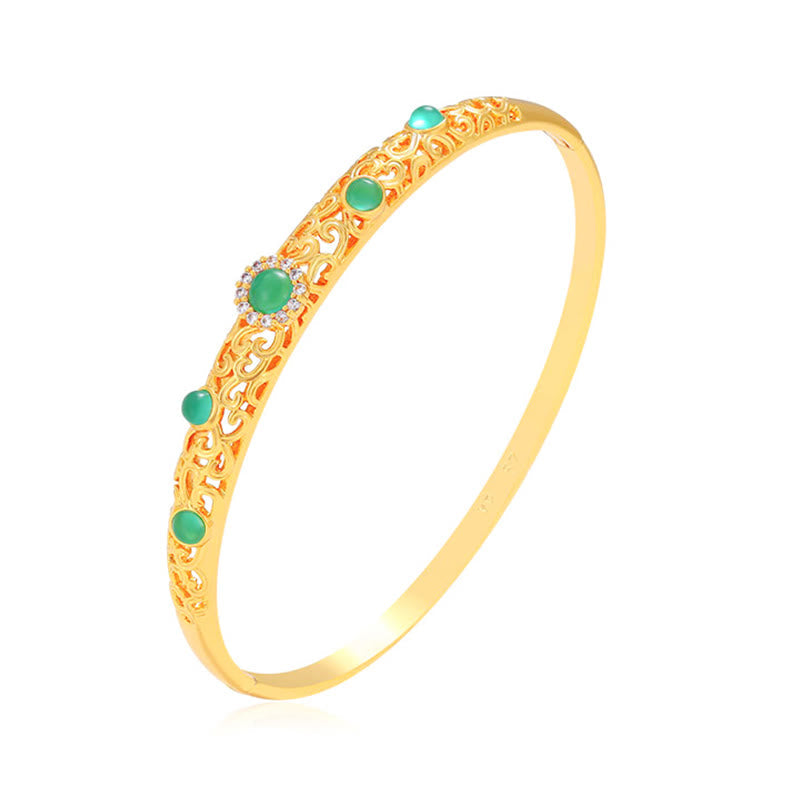 Copper Zircon Spiritual Luck Bracelet Bangle 56mm Openable