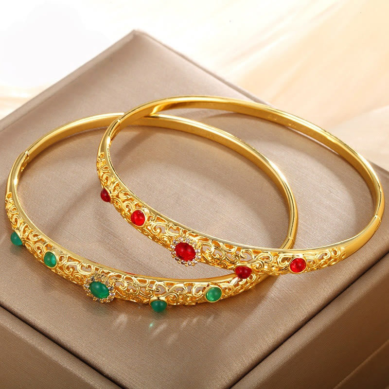 Copper Zircon Spiritual Luck Bracelet Bangle 56mm Openable