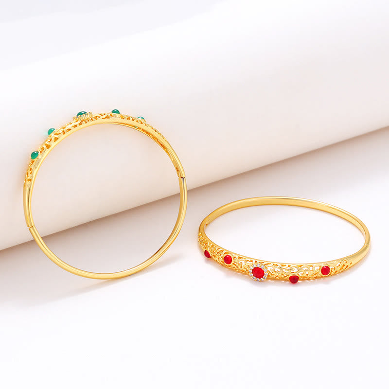 Copper Zircon Spiritual Luck Bracelet Bangle 56mm Openable