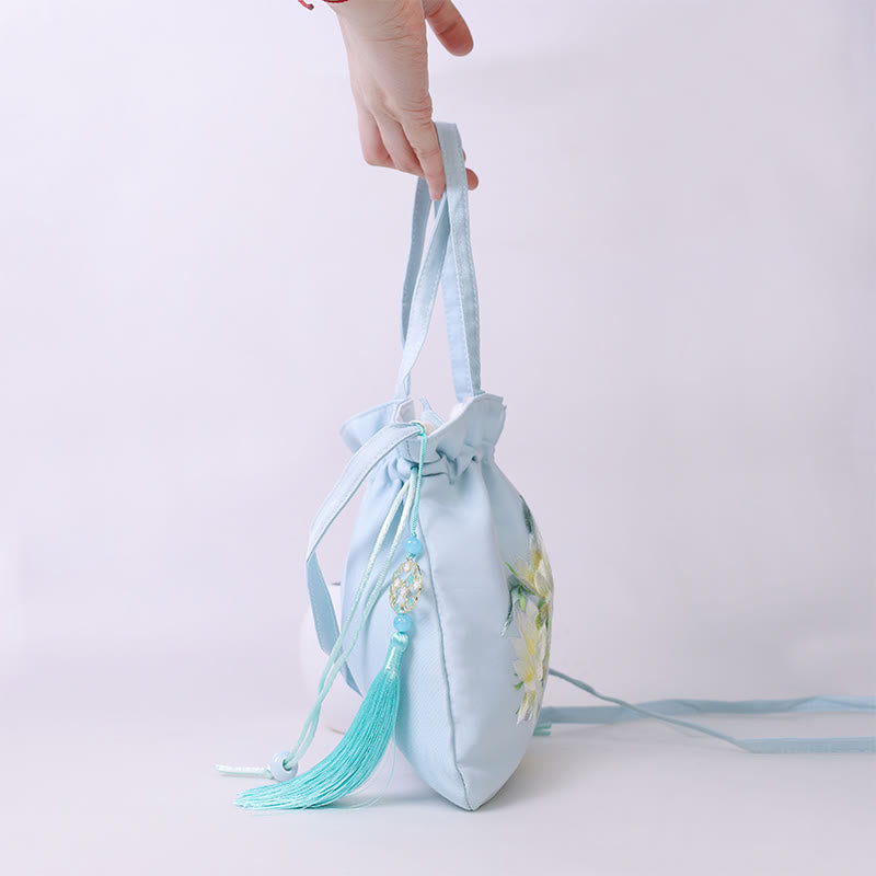 Cotton Linen Yoga Tote Bag with Adjustable Strap 21x22cm