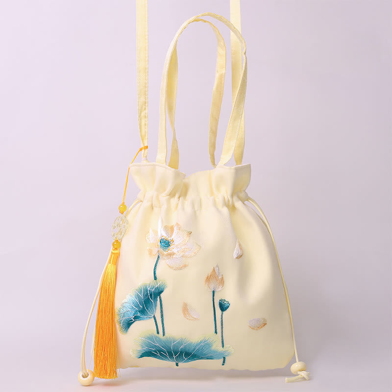 Cotton Linen Yoga Tote Bag with Adjustable Strap 21x22cm