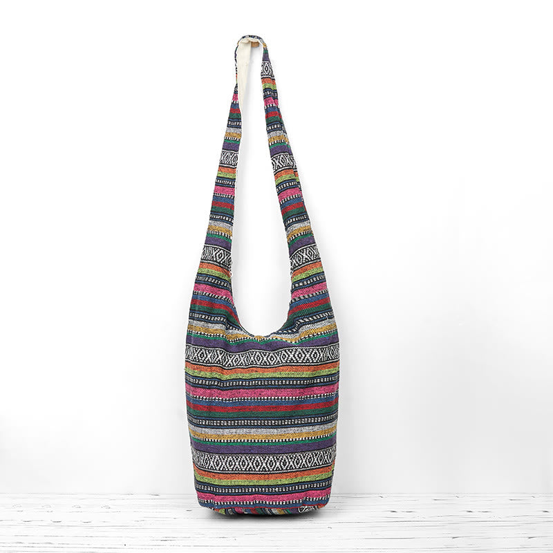 Cotton Stripes Pattern Crossbody Bag | Durable Yoga Bag