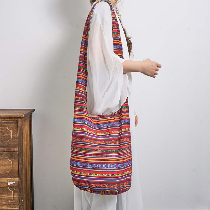 Cotton Stripes Pattern Crossbody Bag | Durable Yoga Bag