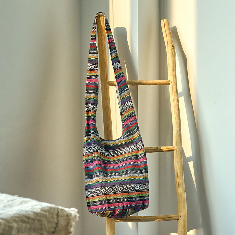 Cotton Stripes Pattern Crossbody Bag | Durable Yoga Bag