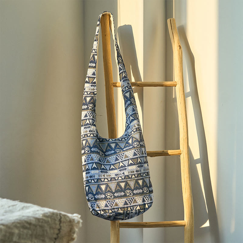 Cotton Stripes Pattern Crossbody Bag for Yoga Mats