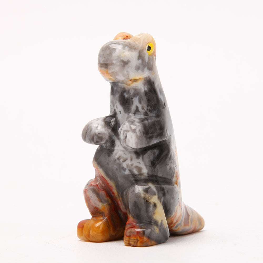 Crazy Agate 2.5-Inch Dinosaur Crystal Carving