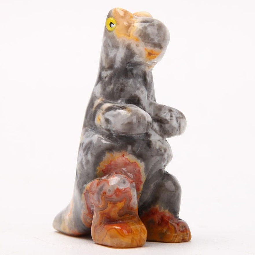 Crazy Agate 2.5-Inch Dinosaur Crystal Carving