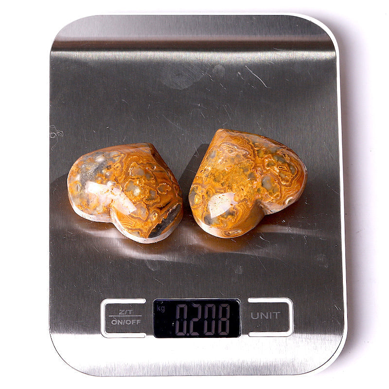 Crazy Agate Heart Shape Crystal Carving 2-2.5 Inches