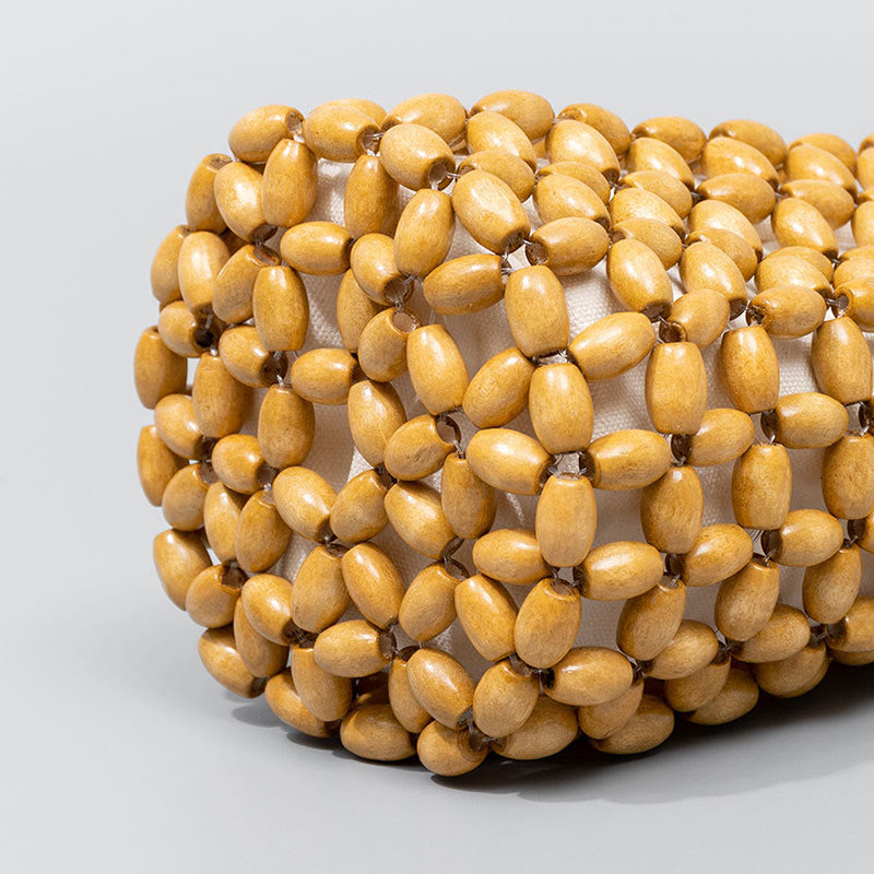 Crude Wood Handbag with Wooden Beads for Spiritual Accessories