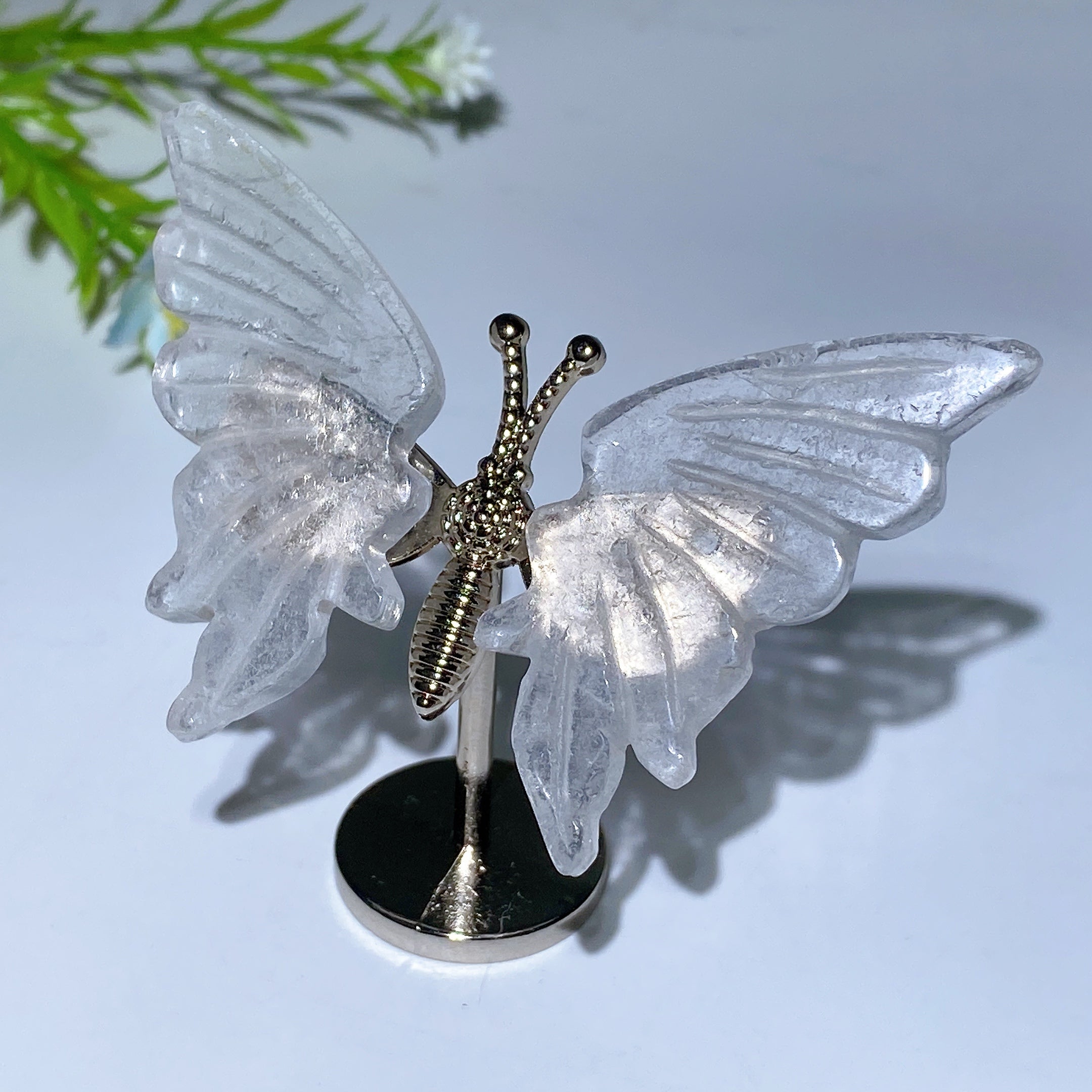 Crystal Butterfly Figurine with Metal Stand - Healing Crystals