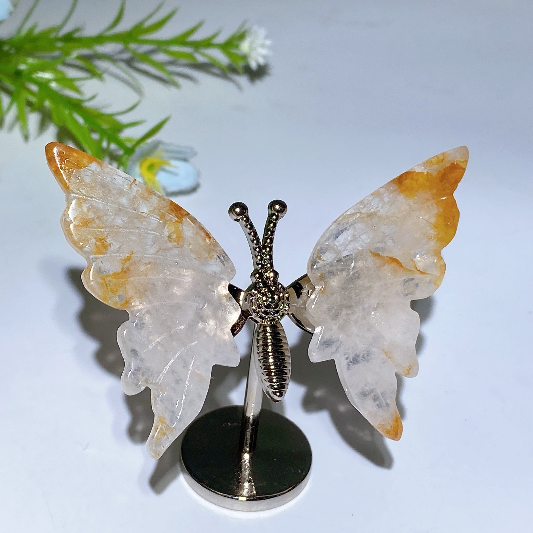 Crystal Butterfly Figurine with Metal Stand - Healing Crystals