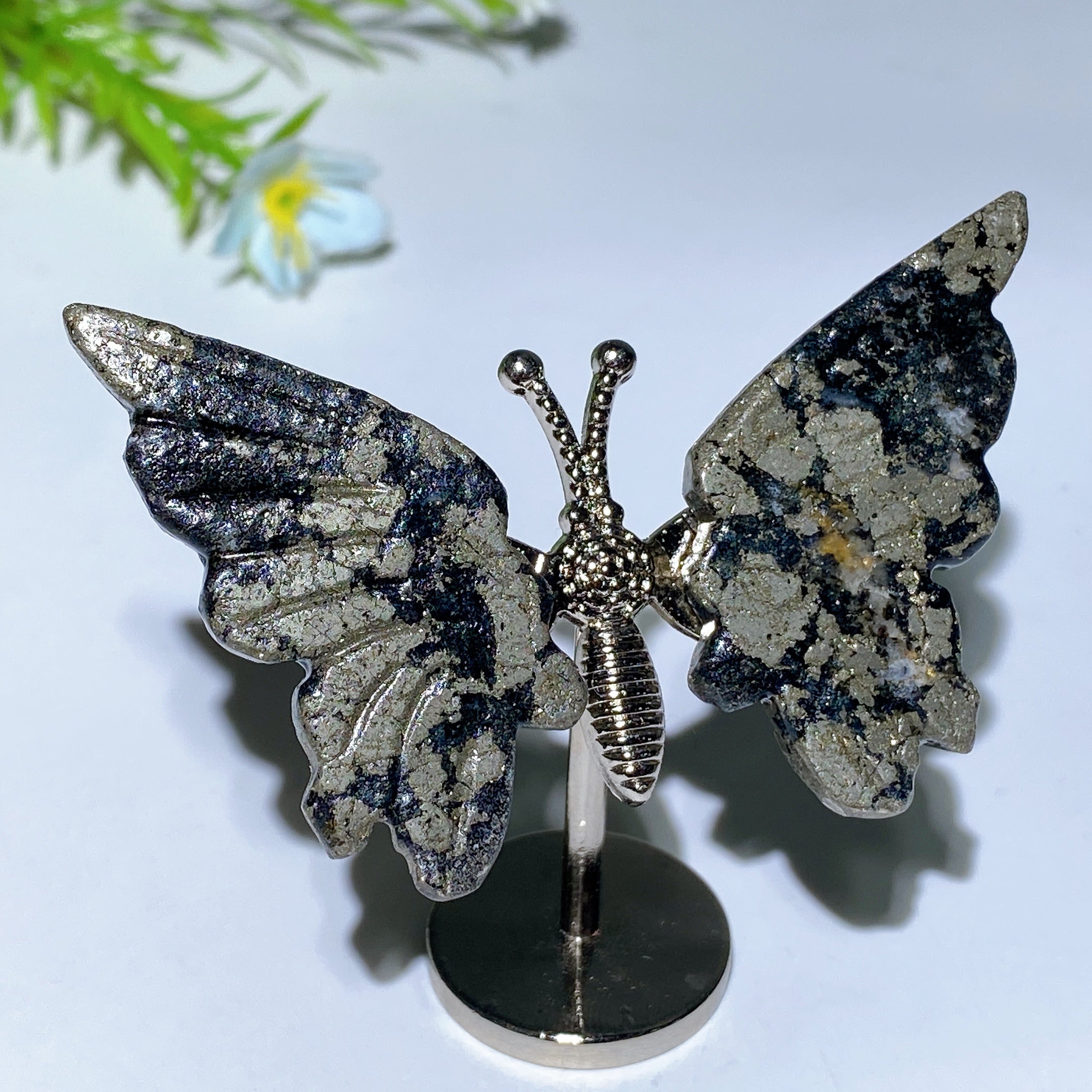 Crystal Butterfly Figurine with Metal Stand - Healing Crystals