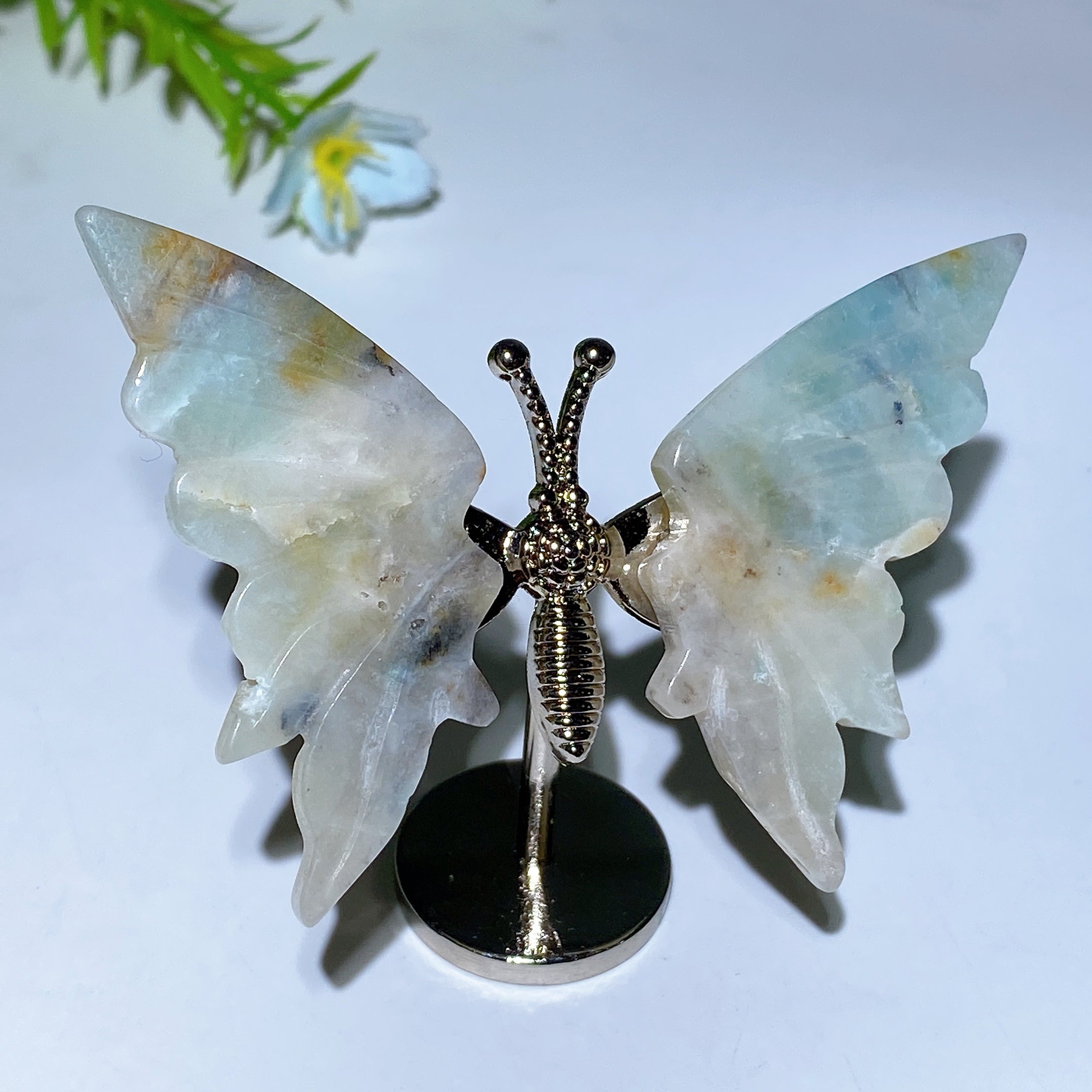 Crystal Butterfly Figurine with Metal Stand - Healing Crystals
