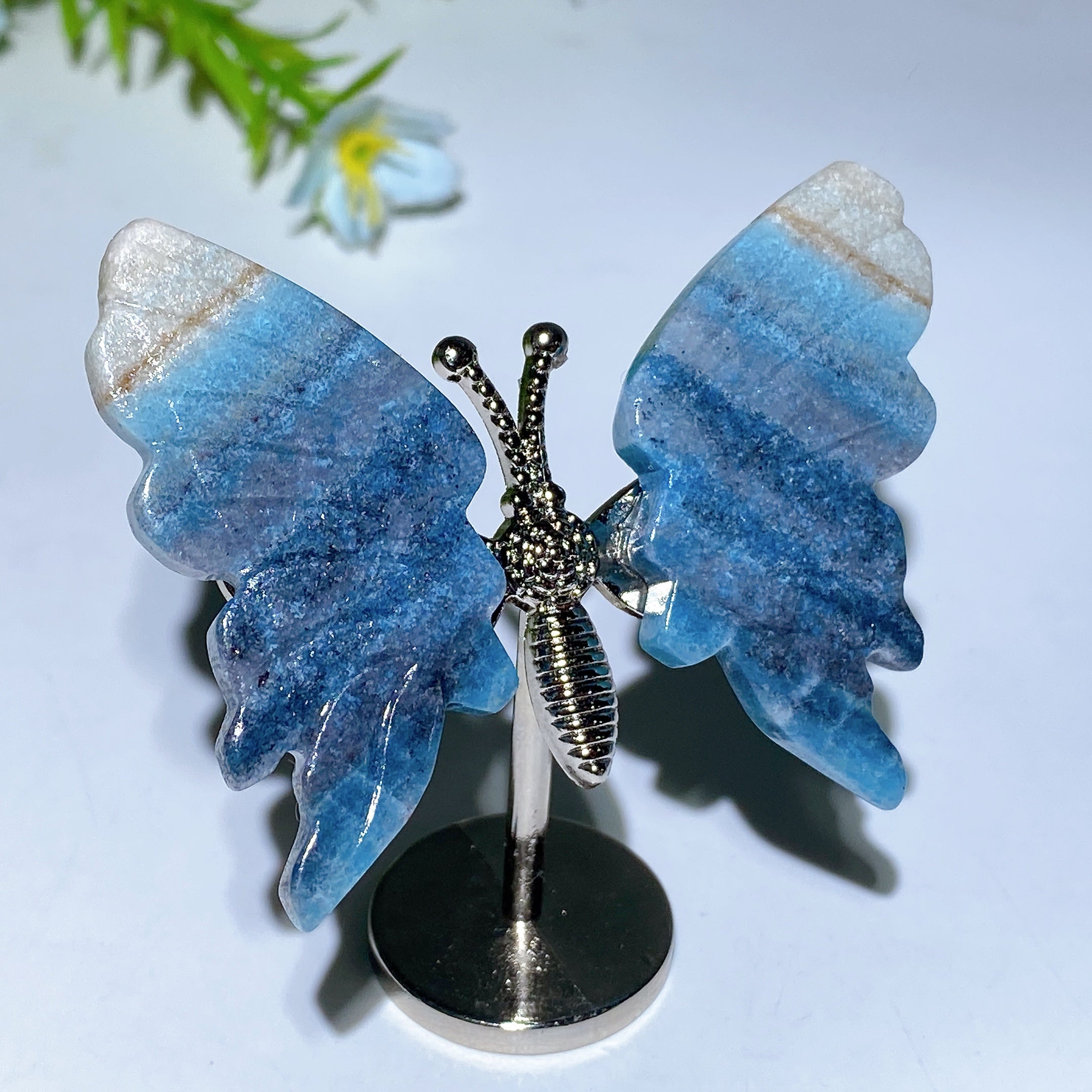 Crystal Butterfly Figurine with Metal Stand - Healing Crystals
