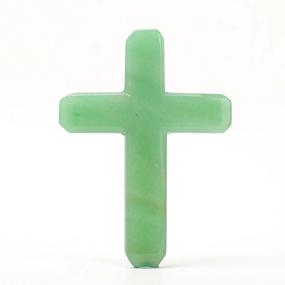 Crystal Cross Figurines 3.57in Hand-Carved Gemstones