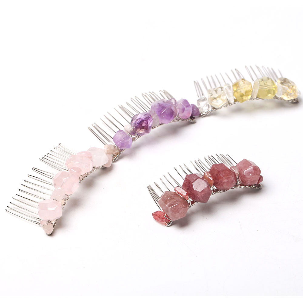 Crystal Crown Comb with Healing Gemstones - Spiritual Jewelry