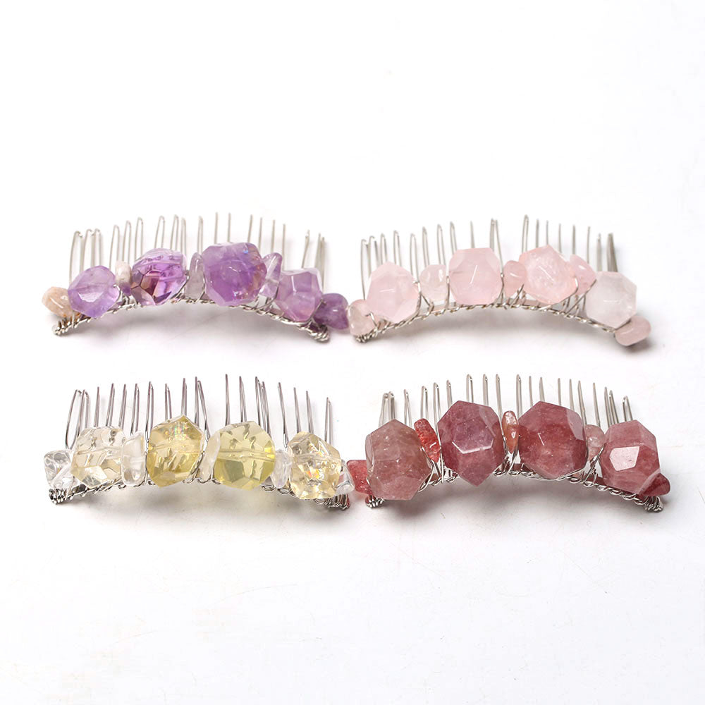 Crystal Crown Comb with Healing Gemstones - Spiritual Jewelry