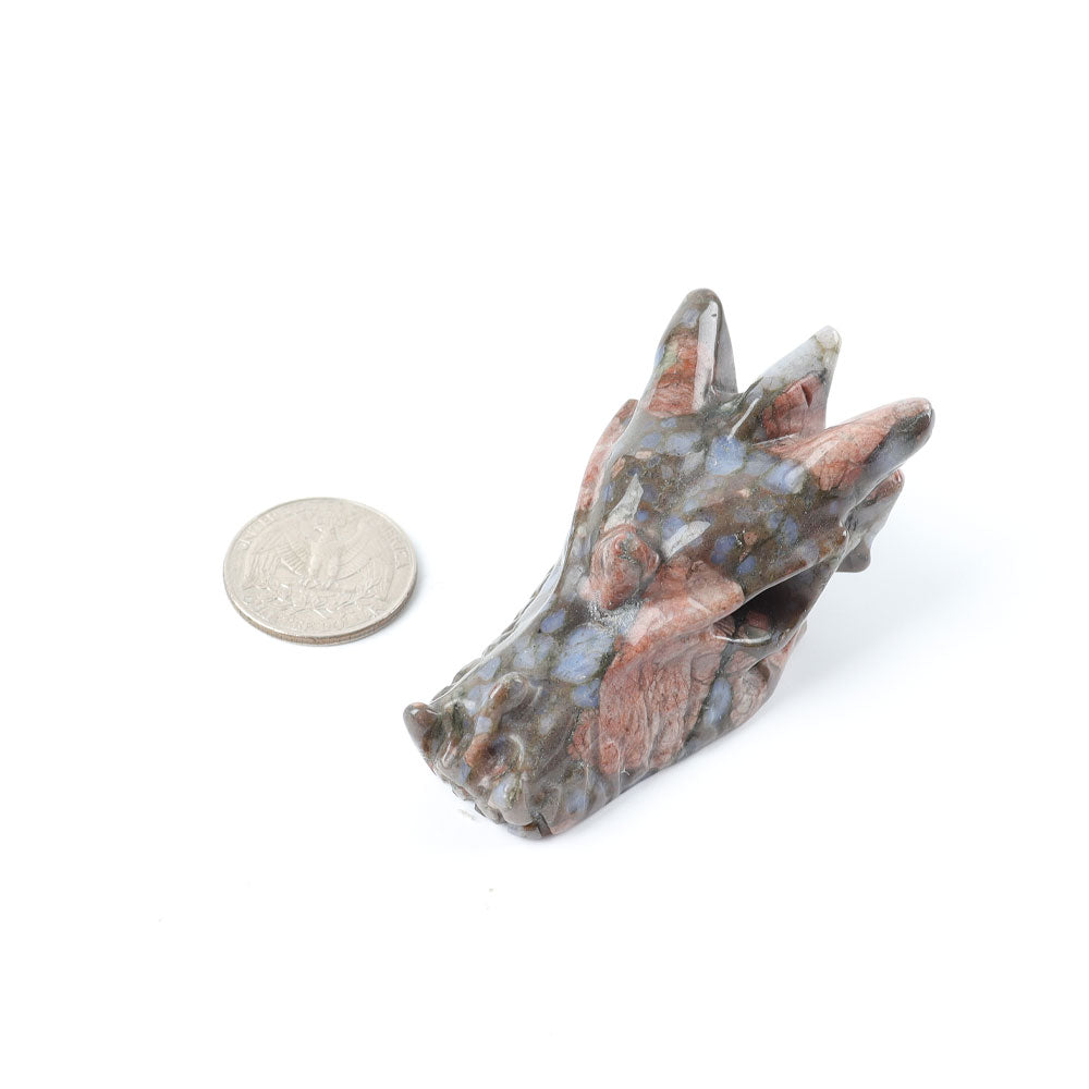 Crystal Dragon Head Carving 2.57in Polished Stone