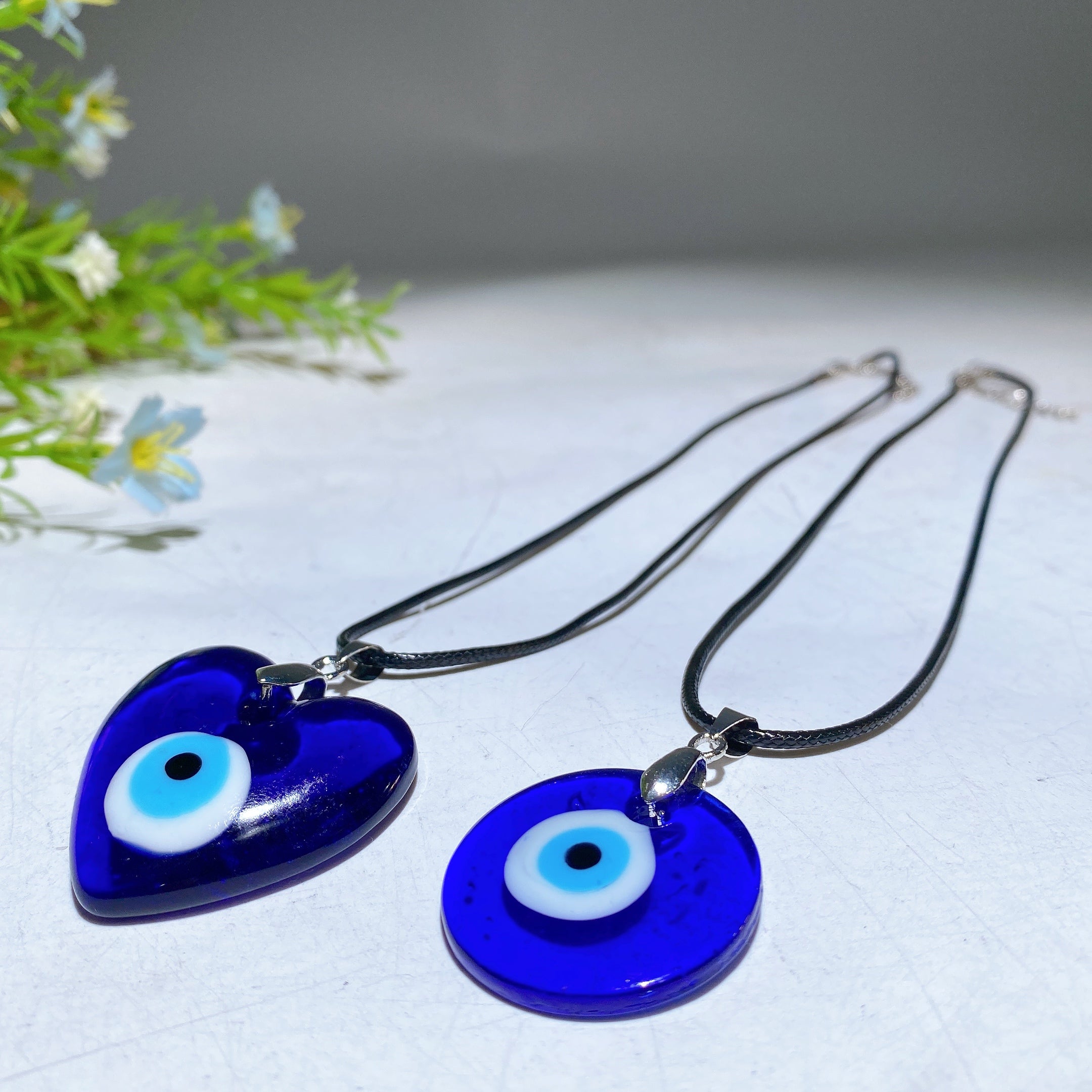 Crystal Evil Eye Heart Necklace 30mm for Protection