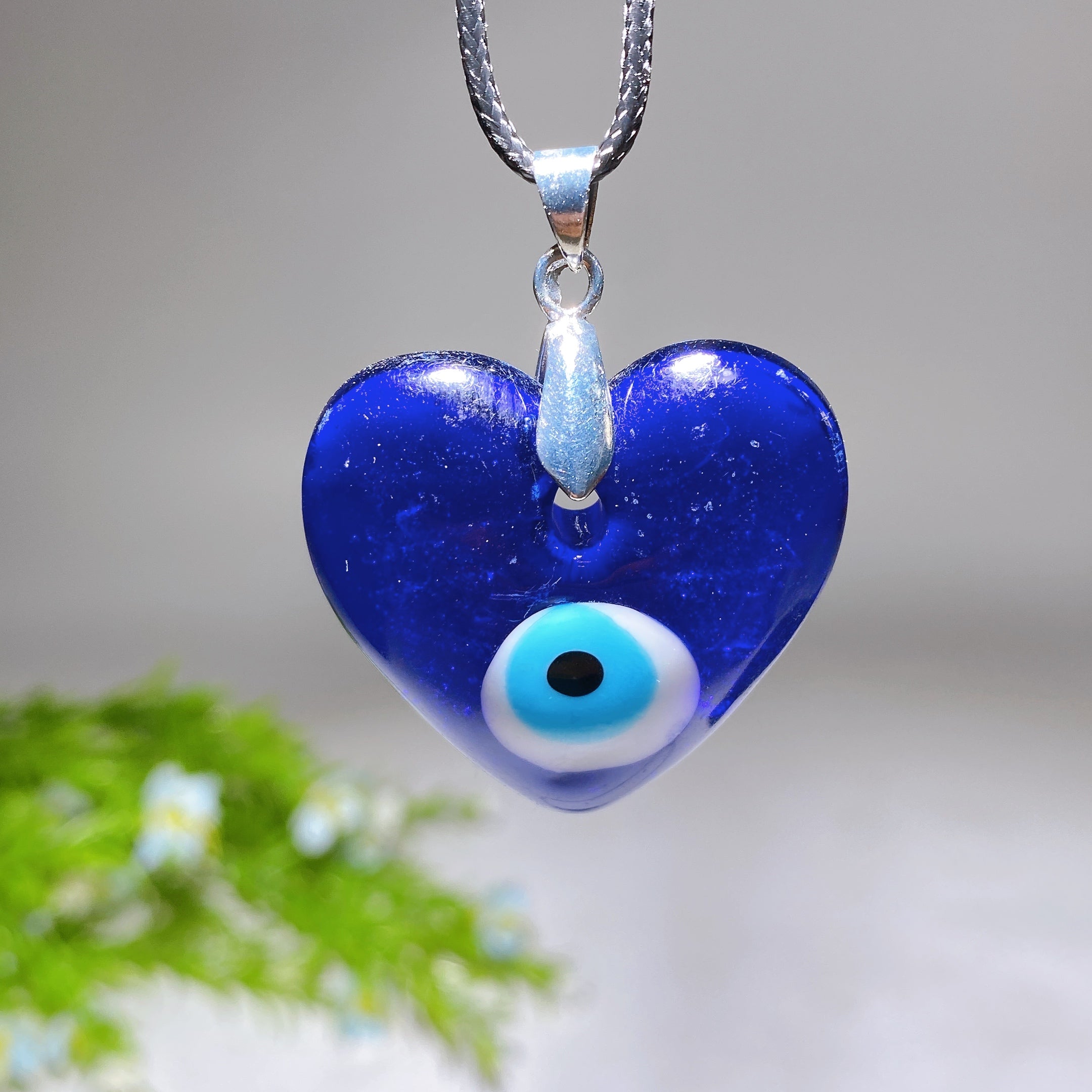 Crystal Evil Eye Heart Necklace 30mm for Protection