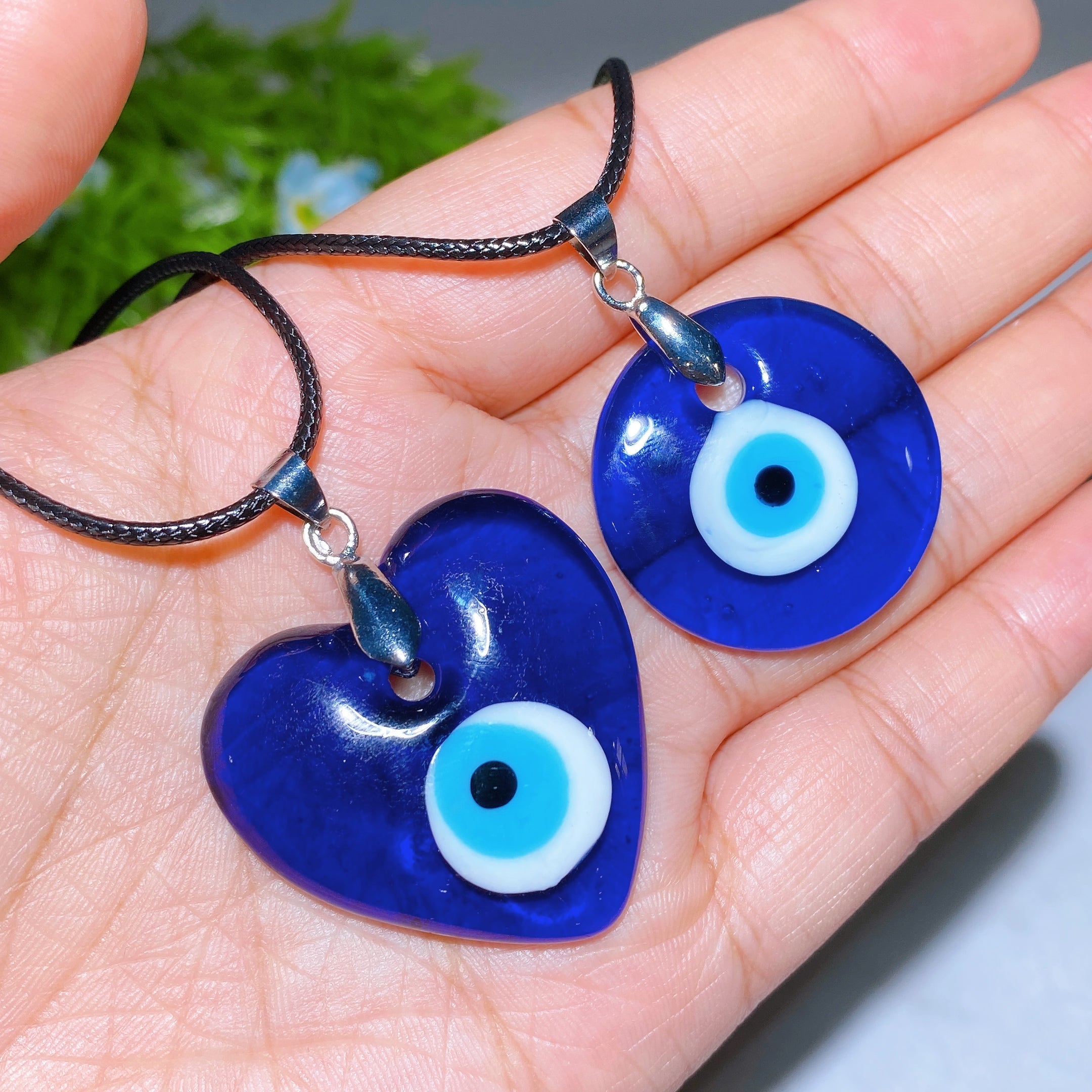 Crystal Evil Eye Heart Necklace 30mm for Protection