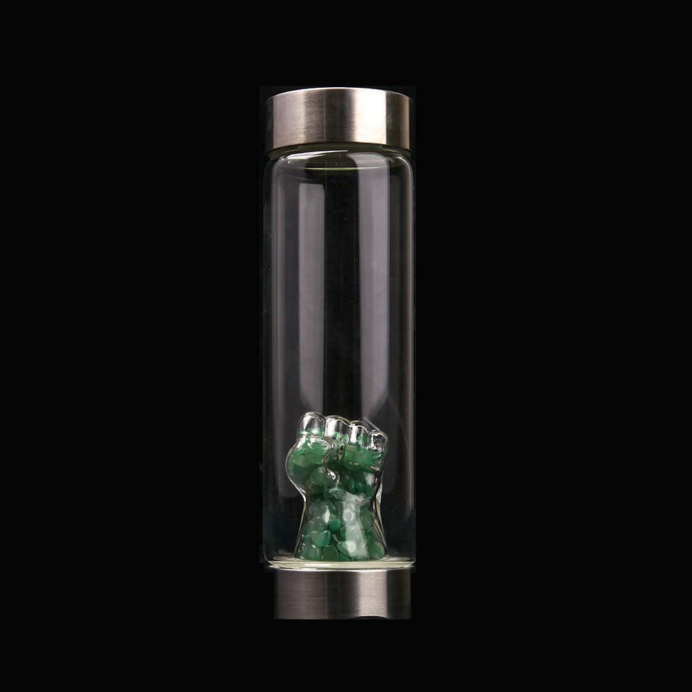 Crystal Glass Water Bottle with Gemstone Base - Healing Hydration