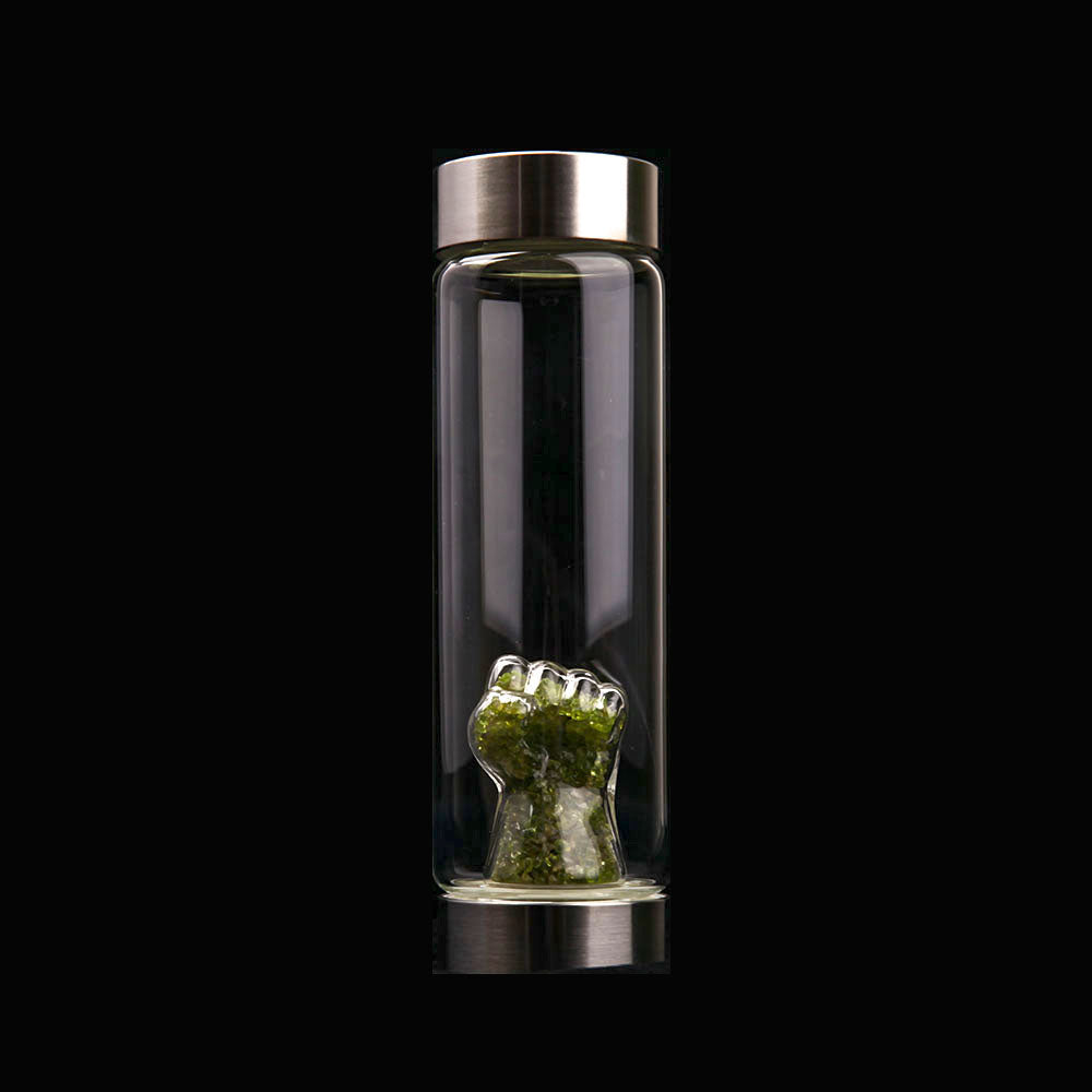 Crystal Glass Water Bottle with Gemstone Base - Healing Hydration