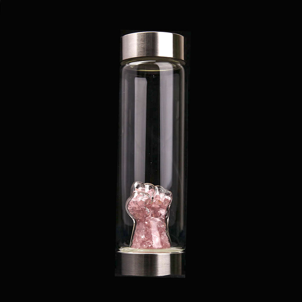 Crystal Glass Water Bottle with Gemstone Base - Healing Hydration