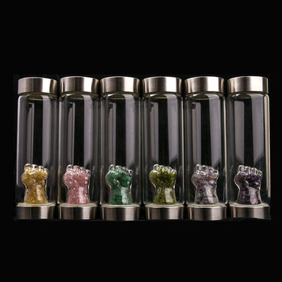 Crystal Glass Water Bottle with Gemstone Base - Healing Hydration