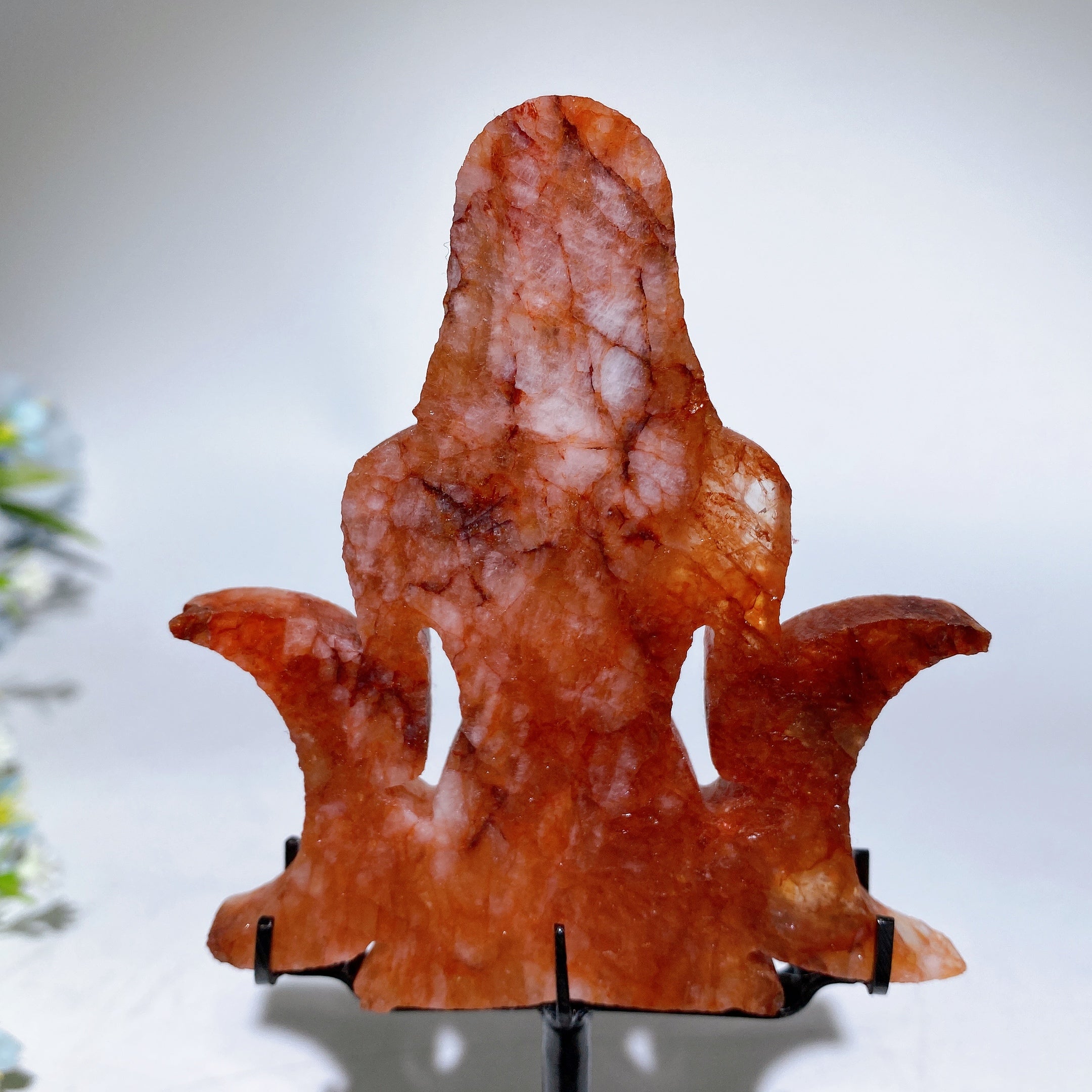 Crystal Goddess Fire Quartz Figurine with Stand 3.8in