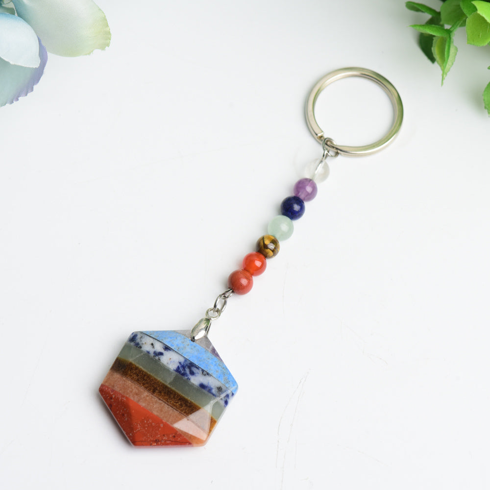 Crystal Healing Car Hanging Keychain with Evil Eye Protection
