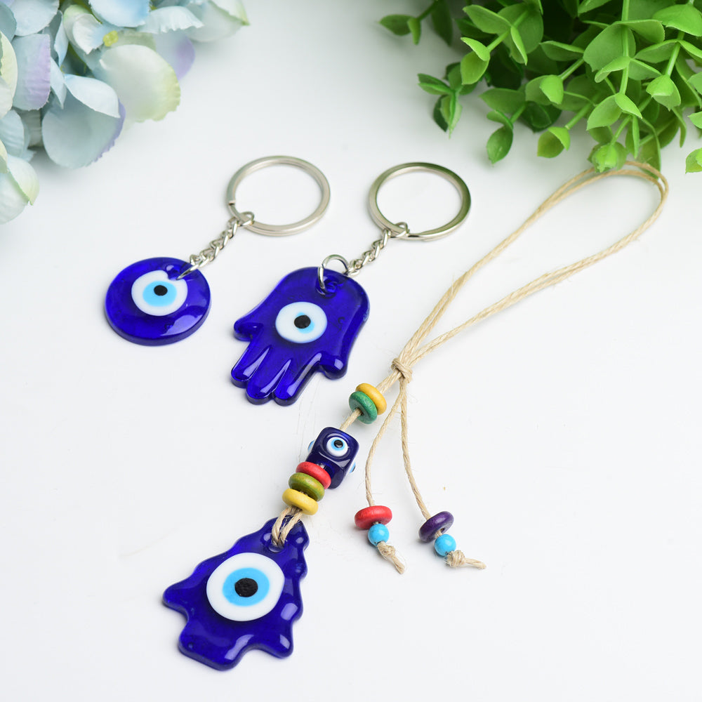 Crystal Healing Car Hanging Keychain with Evil Eye Protection