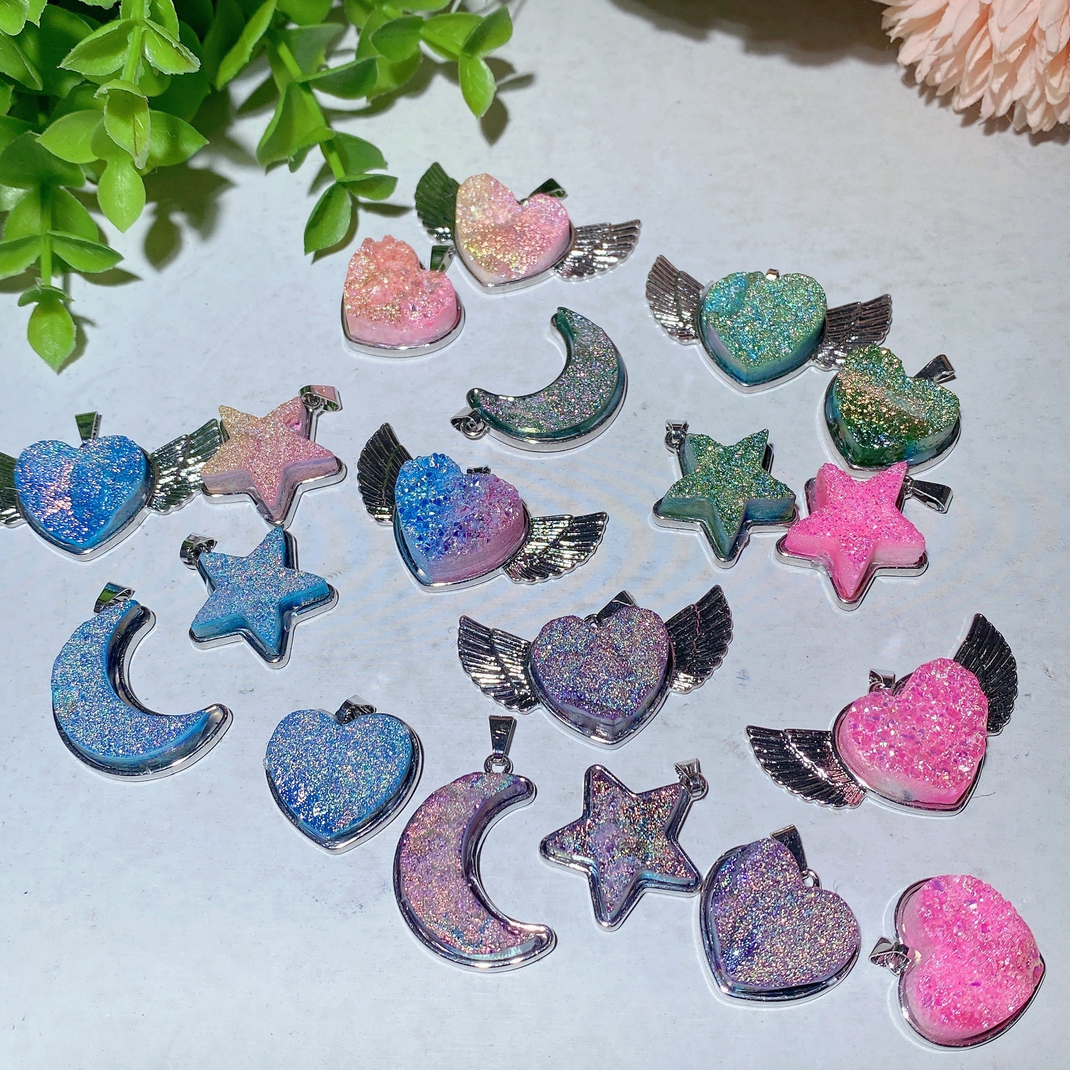 Crystal Heart Pendant 0.8-1.8 inch Aura Healing Shapes