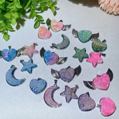 Crystal Heart Pendant 0.8-1.8 inch Aura Healing Shapes